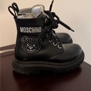 Moschino Kids Black and Silver Boots